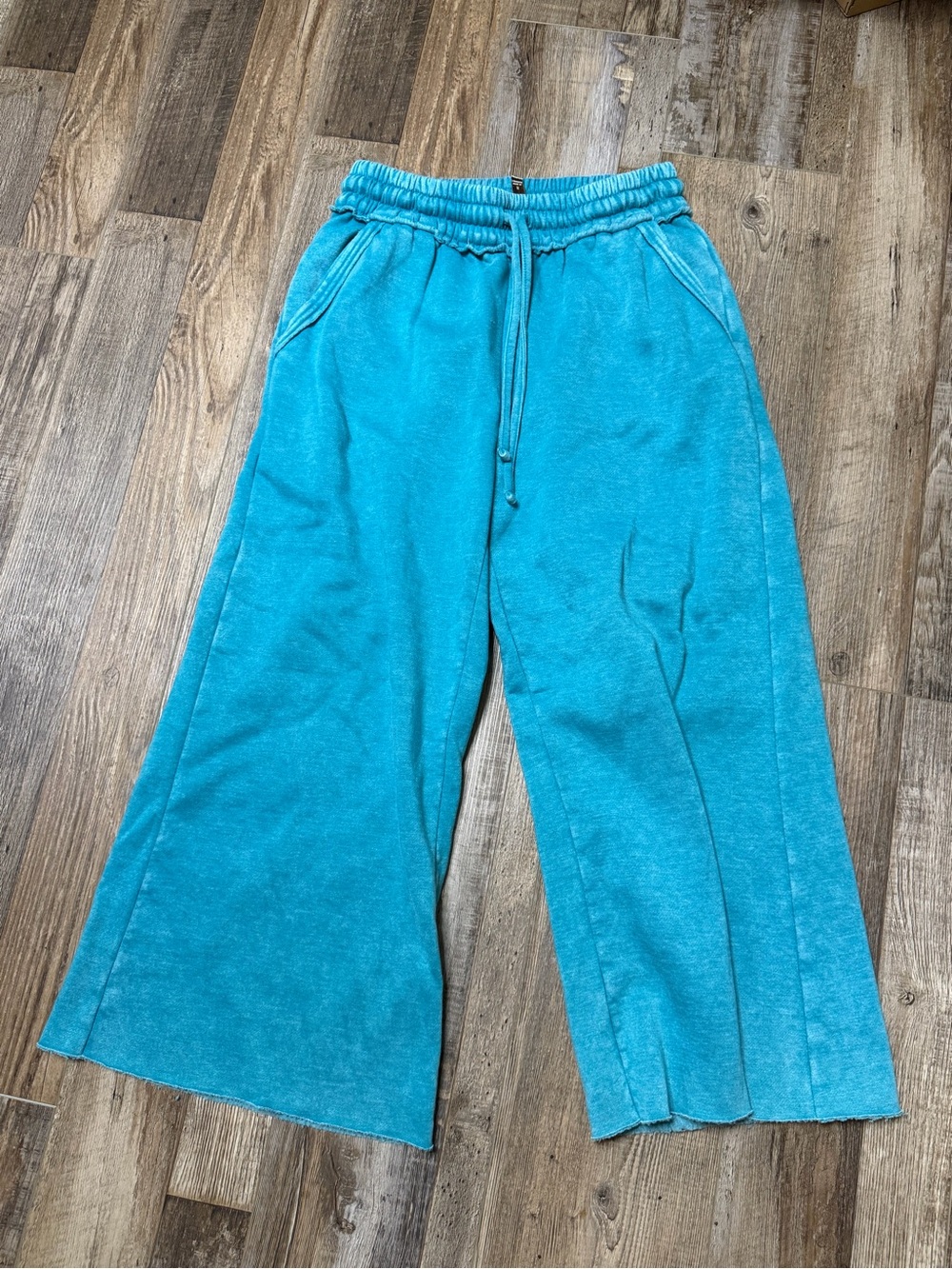 Zenana Teal Wide-Leg Drawstring Lounge Pants